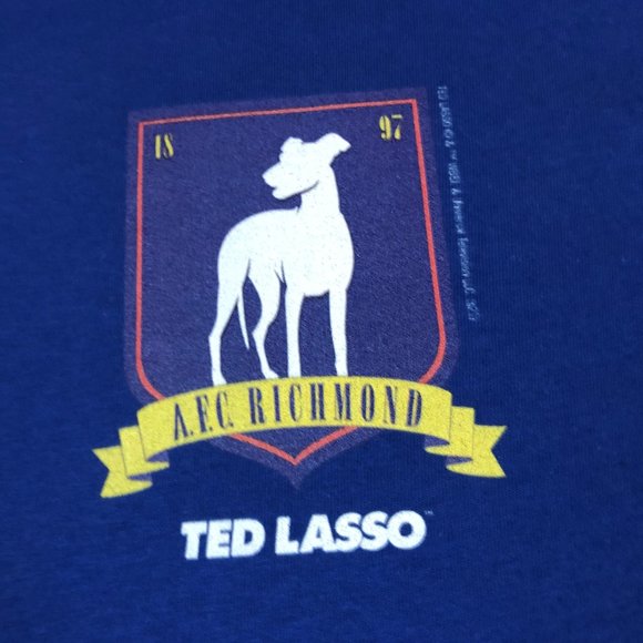 Ted Lasso AFC Richmond Crest T-Shirt Royal Adult Licensed Soccer Sudeikis - Picture 2 of 4